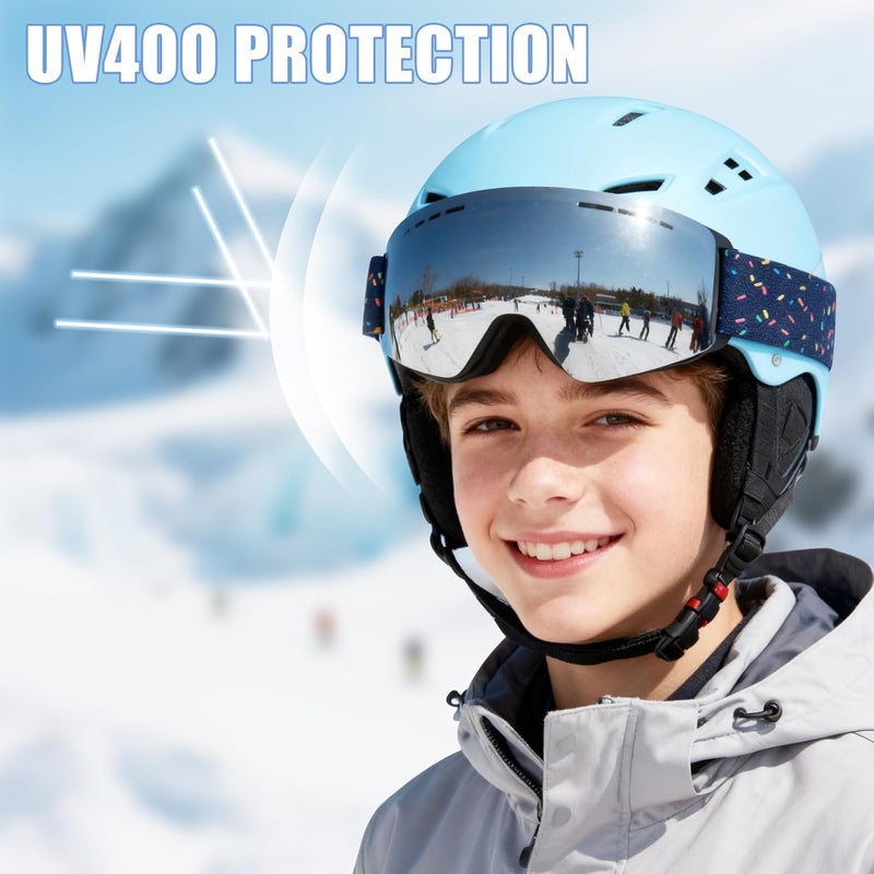 MXJ Gear Kids Ski Goggles,OTG Snowboard Goggles for Boys Girls,Anti-Fog UV400 Snow Goggles for Sking & Winter Outdoor Sport - Image 2
